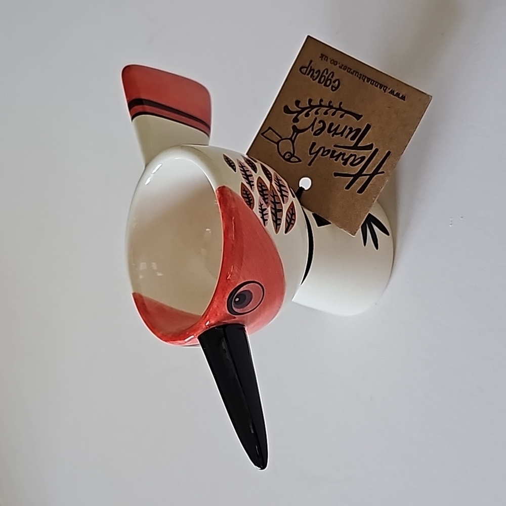 NWT Anthropologie Hannah Turner Red Bird Stoneware Eggcup - Picture 1 of 9